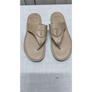 SPERRY TOPSIDERS SEAPORT TAN LEATHER SANDALS WOMENS SZ 9